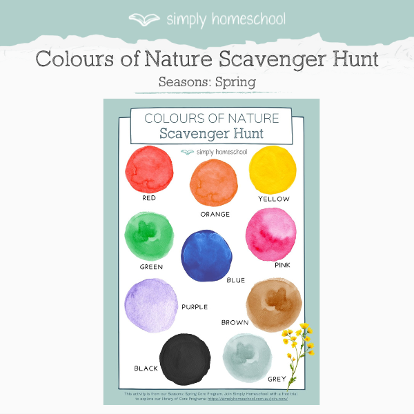 Colours of nature scavenger hunt